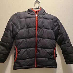Faded Glory Black and Red Kids Puffer Jacket